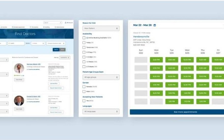 Find a doctor availability grid.