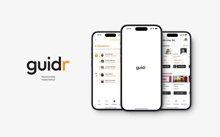 Guidr mentorship app screens.