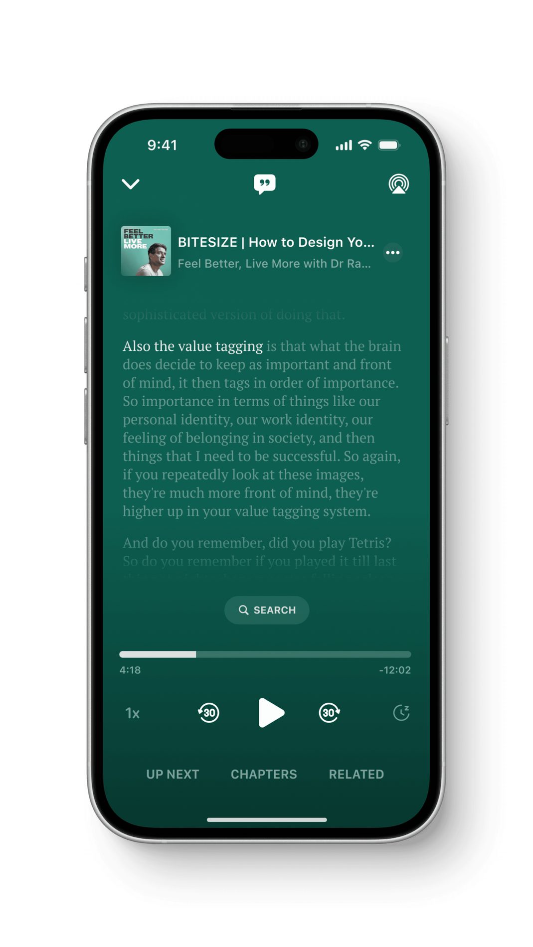 Wireframe of the episode view.